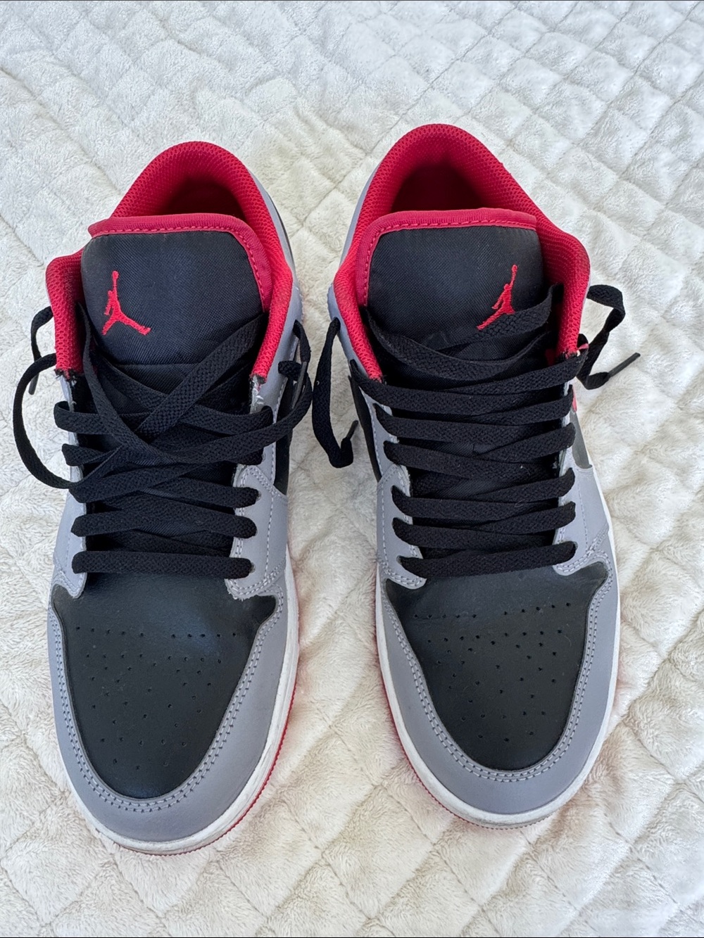 Jordan Low Top Sneakers in Black, Gray & Red - Picture 1 of 5